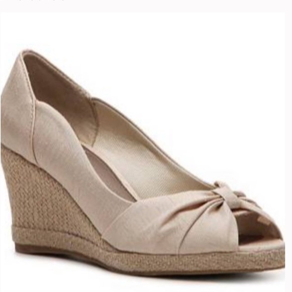 Life stride Rhonda espadrille wedges peep toe shoes size 7.5 heels dusty - Picture 11 of 11